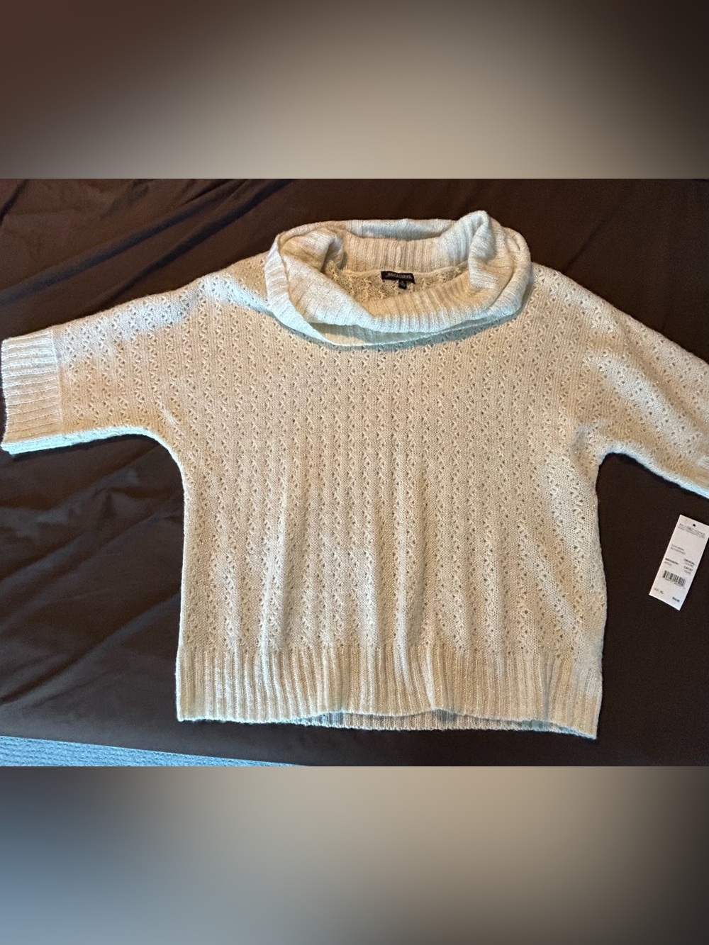 Notations Cream Open-Weave Cowl Neck Sweater-NWT